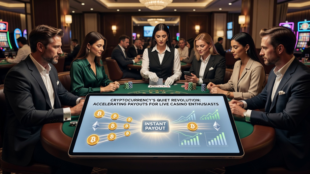 Live dealer table with digital wallet integration icons representing accelerated crypto withdrawals