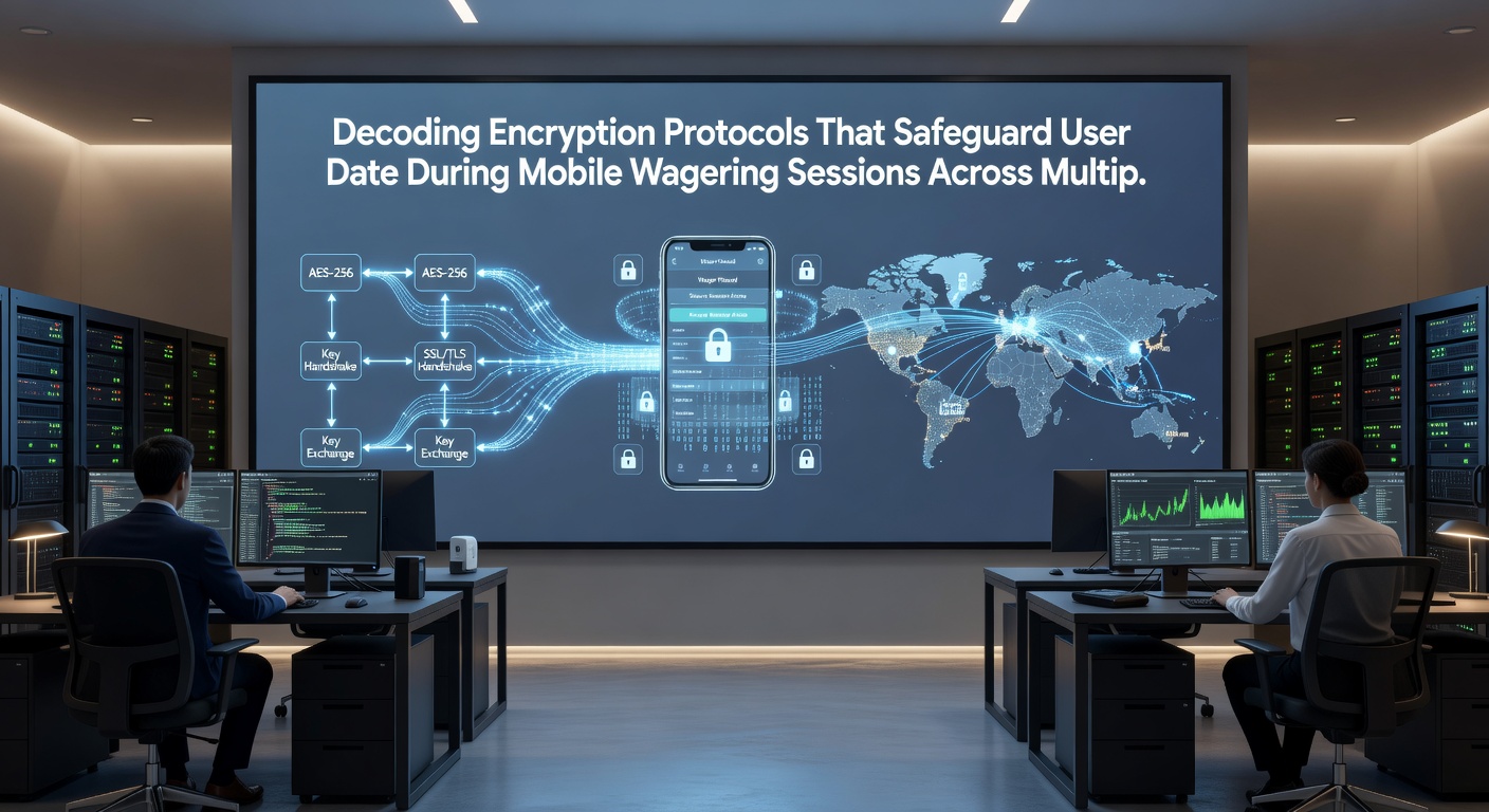 Network diagram showing encrypted data flow between mobile devices and wagering servers