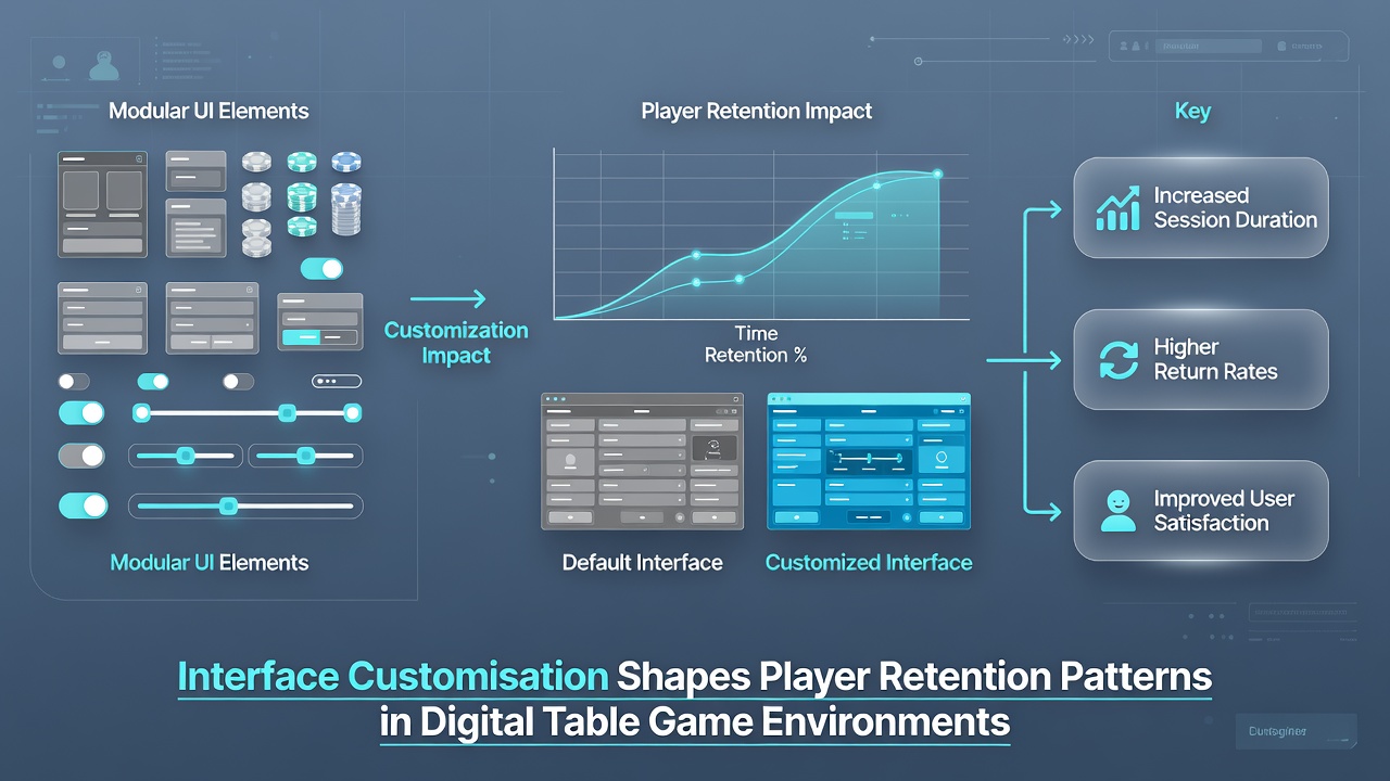 Analytics dashboard displaying retention curves for customized versus standard table game interfaces over a three-month period