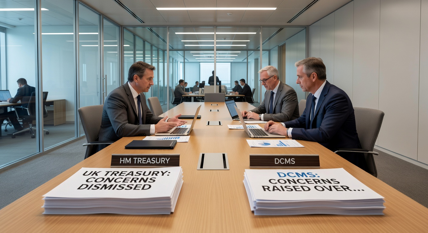 Internal government memos and charts illustrating Treasury-DCMS policy disagreements on gambling duties