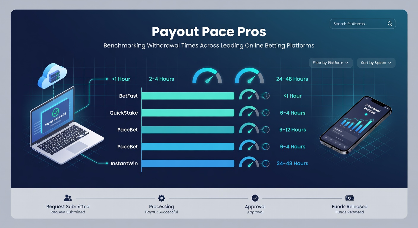 Bar chart displaying average withdrawal processing times for top betting platforms, highlighting e-wallet speeds versus bank transfers