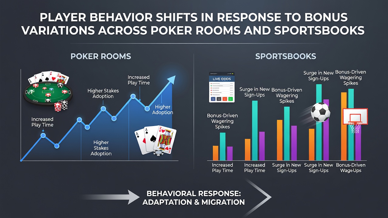 Players comparing bonus offers across poker rooms and sportsbooks on mobile devices