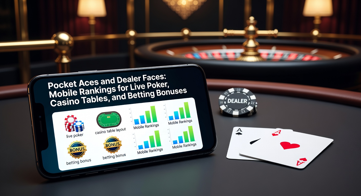Smartphone screen displaying live poker hands with pocket aces and dealer cards in a vibrant mobile casino interface